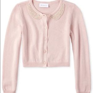 Place Girls Faux Pearl Cardigan Sweater